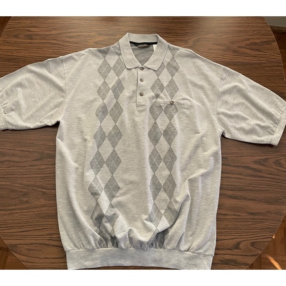 Vintage LD Sport‎ Collection Polo Shirt 2XLT – Argyle Knit – Gray - Banded Waist - Picture 1 of 10